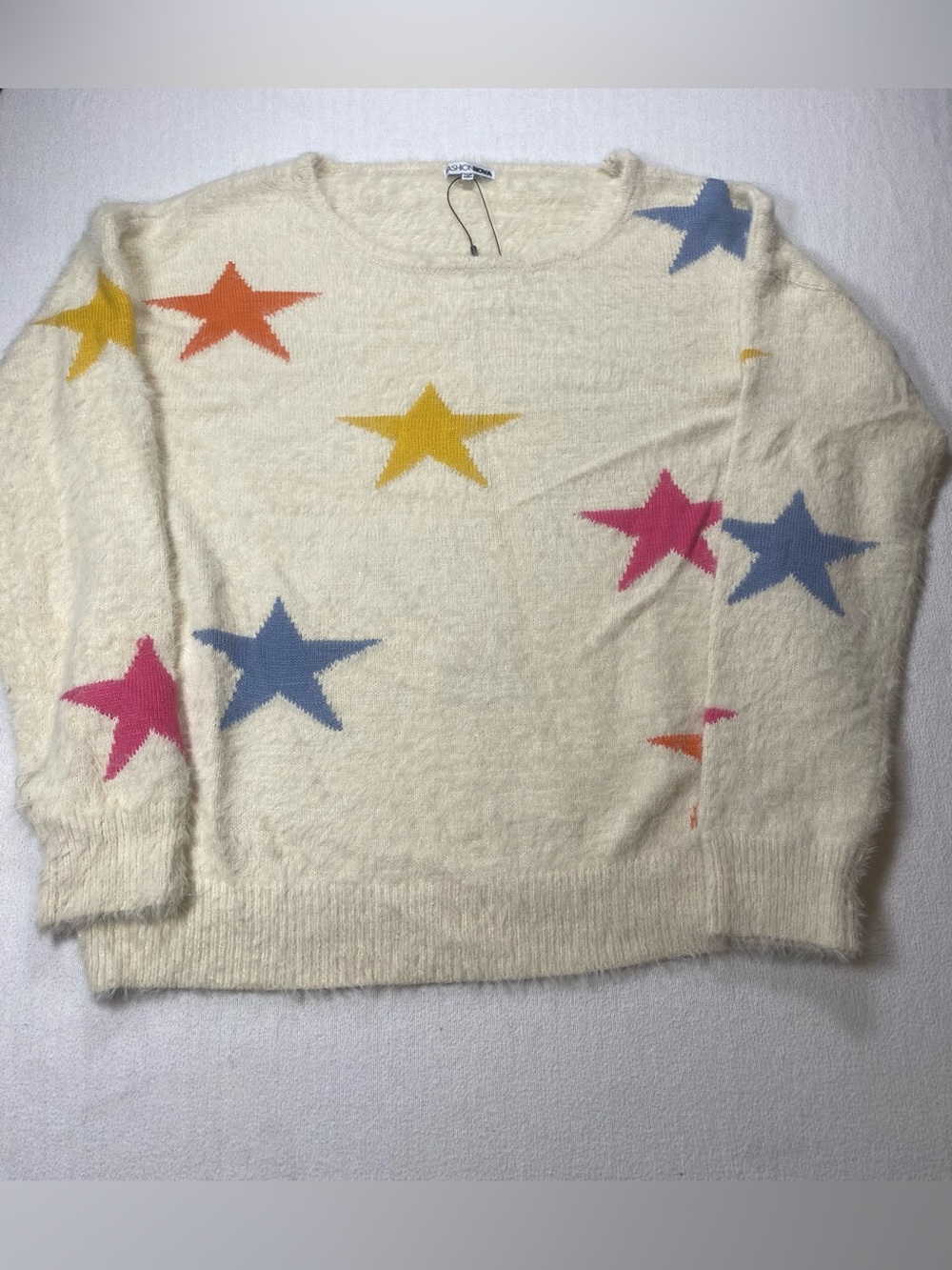 Fashion Nova Stare At The Stars Fuzzy Cream sweater size medium